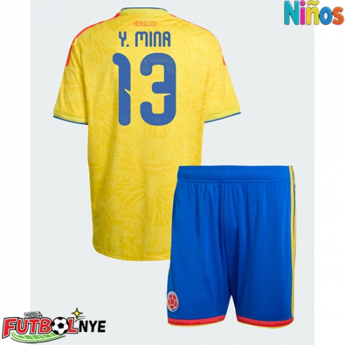 Camiseta Colombia Yerry Mina #13 Primera Equipación para niños Mundial 2026 manga corta (+ pantalones cortos)